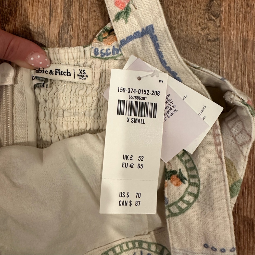 Abercrombie & Fitch Cream Fruit Print Square-Neck Mini Dress - Picture 4 of 4
